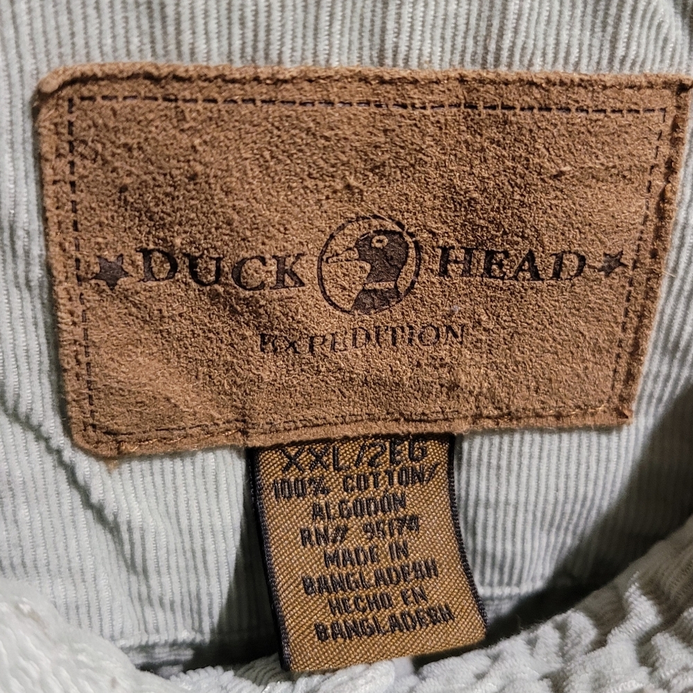 Duck Head Sage Green Corduroy Long Sleeve Button Shirt Suede Elbow Patches XXL - Picture 5 of 5